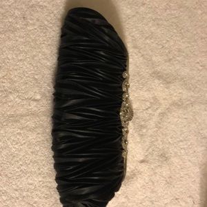 Black satin evening bag